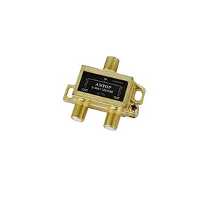 TV Antenna and Satellite ANTOP ANTENNA High Performance Low-Loss 2 Way Coaxial Splitter for HDTV 18K Gold-Plated Chassis 2GHz 5-2050MHz All Port DC Power Passing