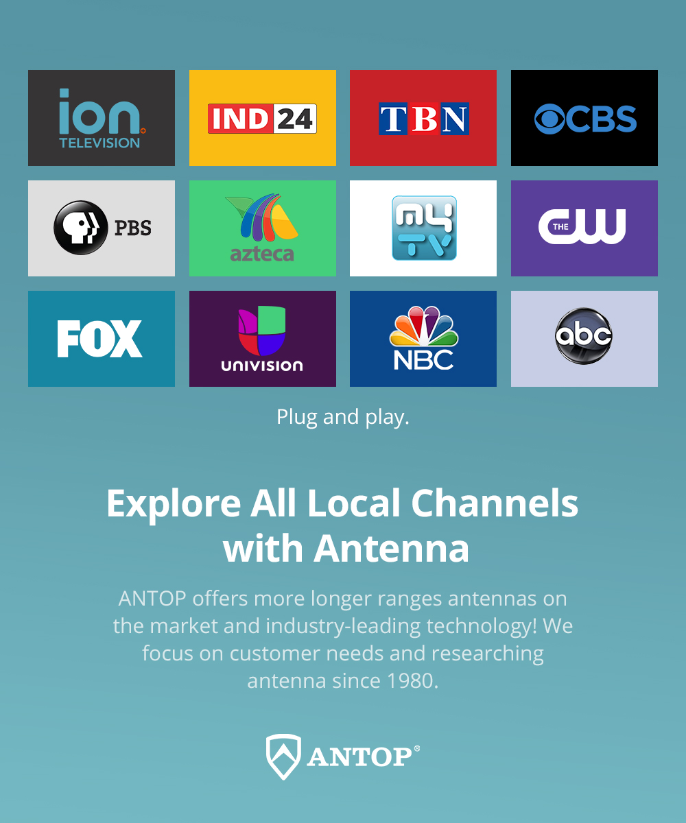 Outdoor TV Antenna for Multiple TVs, ANTOP UFO Amplified Rooftop/Attic